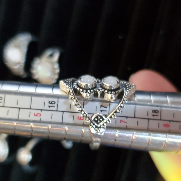 Set of 9 fire opal moon stone mixed fashion ring - Picture 3 of 10